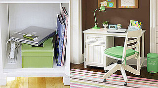 Pottery Barn Beadboard Space Saving Desk Holds a Five Plug Outlet
