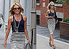 Kelly Ripa Strolls NYC in Black and White Striped Dries Van Noten Skirt