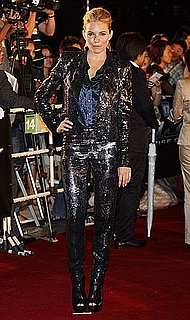 Sienna Miller Attends G.I. Joe Premiere in Tokyo Wearing a Shiny Gucci Suit