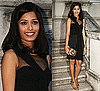 Photo of Freida Pinto Wearing Black Dress in London Promotion Slumdog Millionaire