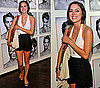 Jessica Stroup Attends an LA Party Wearing a White Halter Top and High-Waisted Black Shorts