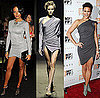 Selita Ebanks and Paula Patton in Gray Draped Minidresses