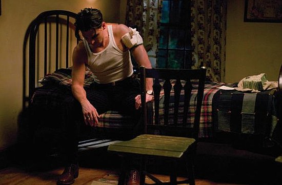 Johnny Depp portrays legendary American gangster John Dillinger in Public Enemies, which is currently in theaters. While I'd lose the plaid quilt here, I'd absolutely grab the bed frame. Source
Johnny Depp portrays legendary American gangster John Dillinger in Public Enemies, which is currently in theaters. While I'd lose the plaid quilt here, I'd absolutely grab the bed frame. Source
