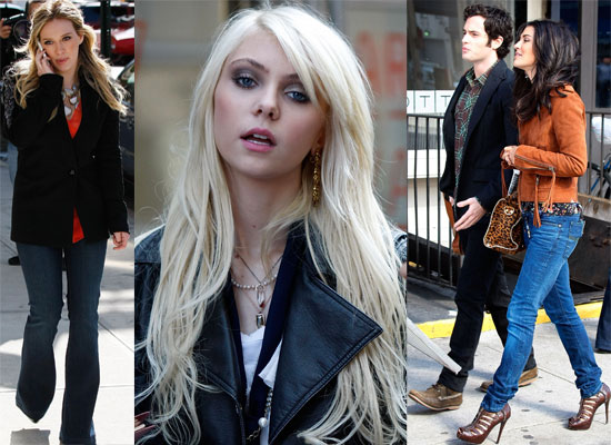 Taylor Momsen, Penn Badgley, Jessica Szohr and Hilary Duff Film Gossip Girl Taylor Momsen, Penn Badgley, Jessica Szohr and Hilary Duff Film Gossip Girl