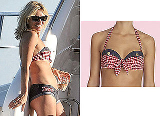 Kate Moss Gingham and Denim Bikini Agent Provocateur on Holiday in France
