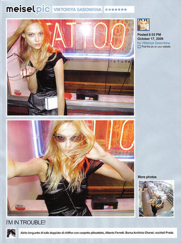 Full Look: Steven Meisel Spoofs Twitter for Vogue Italia December 2009 with "Meiselpic" Full Look: Steven Meisel Spoofs Twitter for Vogue Italia December 2009 with "Meiselpic"