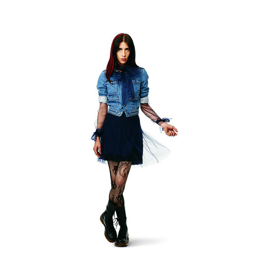 Denim Jacket, $39.99
Tulle Bow Top in navy, $24.99
Lace and Tulle Skirt in navy, $29.99
Lace Tights in black, $12.99
Denim Jacket, $39.99
Tulle Bow Top in navy, $24.99
Lace and Tulle Skirt in navy, $29.99
Lace Tights in black, $12.99