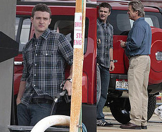 Justin Timberlake and Jeff Bridges on the set of The Open Road