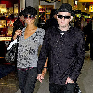 Paris Hilton and Benji Madden at Heathrow Airport in London