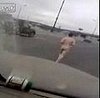 Naked Man Runs in Traffic