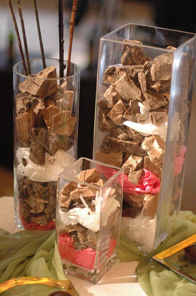 Chocolate used as vase filler Chocolate used as vase filler