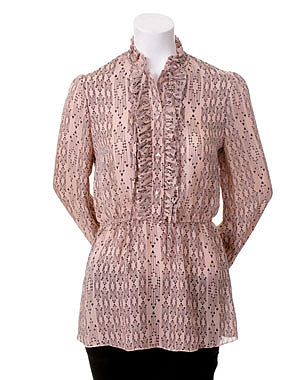 Refinery29 Shops - Eskell Geneva Ruffle Blouse in Pink Arrow Print