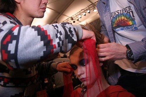 Backstage at Monique Lhuillier Backstage at Monique Lhuillier