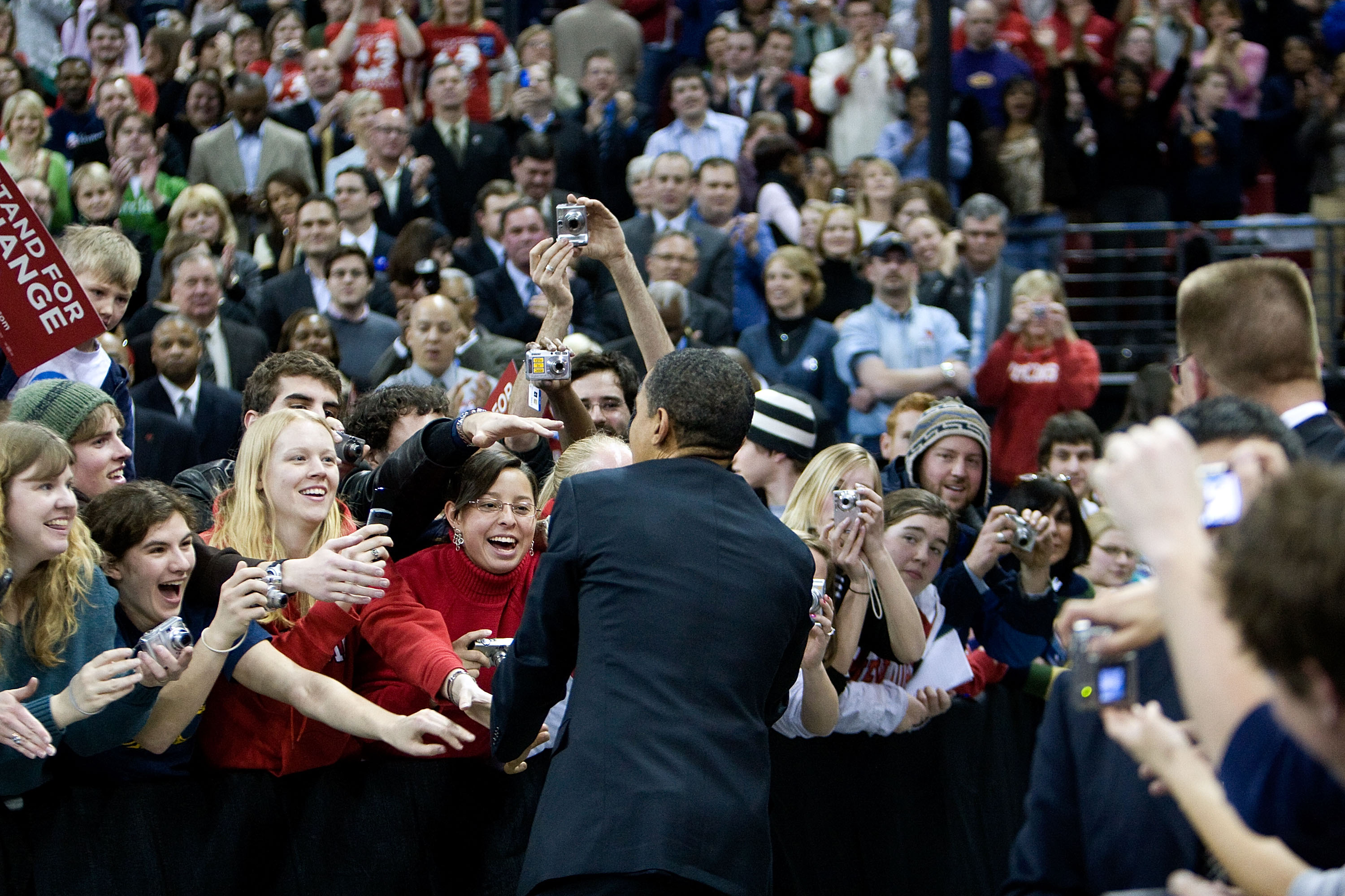 Last week Obama attended a rally at the University of Wisconsin. Trying to get out the youth vote! Last week Obama attended a rally at the University of Wisconsin. Trying to get out the youth vote!