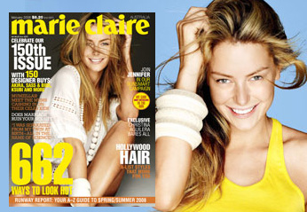 Jennifer Hawkins without makeup in Marie Claire