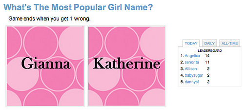 Play Our Which Girl's Name Is More Popular? Game!