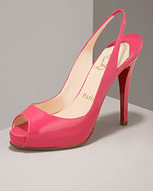 Christian Louboutin Patent Leather Slingback Platform -  Christian Louboutin -  Neiman Marcus