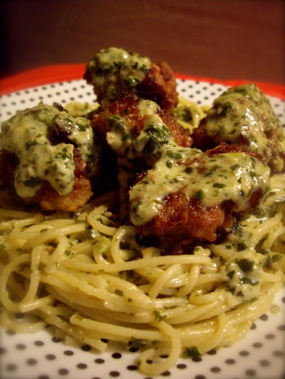 Creamy Pesto Pasta with Meatballs Creamy Pesto Pasta with Meatballs