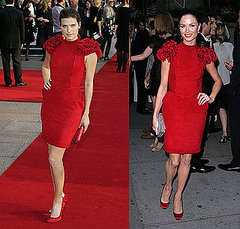 Who Wore It Better? Marchesa Red Rosette Dress 