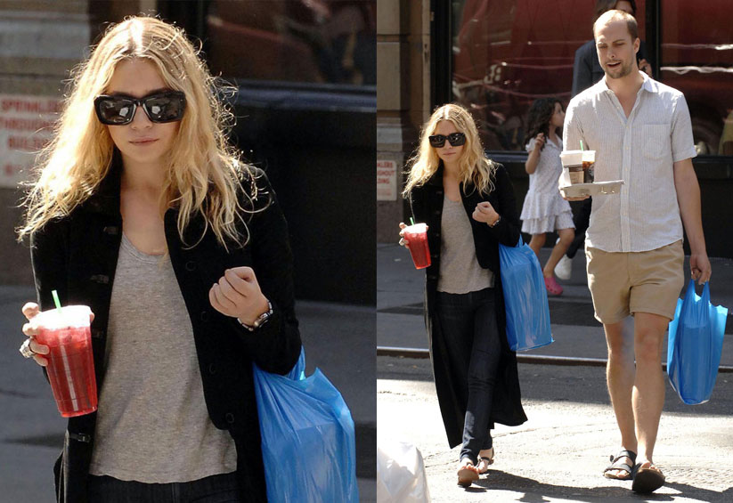 Ashley Olsen in long black coat in the streets of New York Ashley Olsen in long black coat in the streets of New York