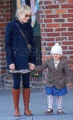 Michelle Williams in a Jeffrey Monteiro Pea Coat With Daughter Matilda in NYC
