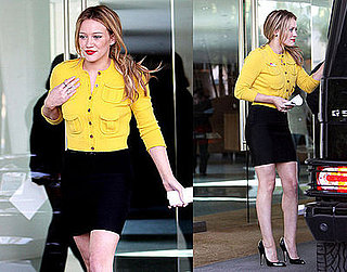 Hilary Duff Votes in Yellow Diane von Furstenberg Cardigan