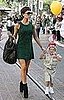 Victoria Beckham Wearing Green Suede Dress In LA