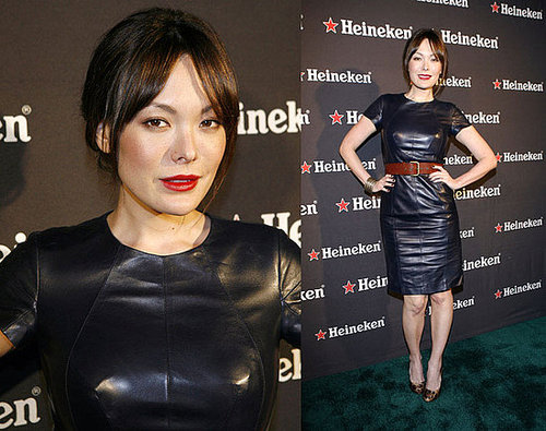 Lindsay Price Attends USC Music Video Program gala in LA in Leather Dress