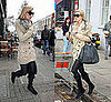 Kate Moss Hangs Out in London in Fur Coat and Yves Saint Laurent Bag
