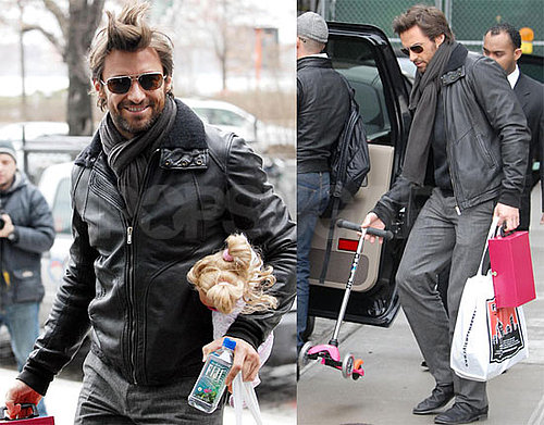 Photos of Hugh Jackman With His Children Holding Toys in NYC