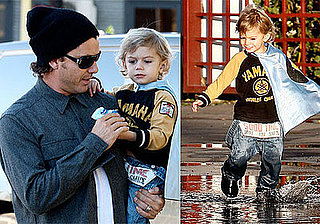 Photos of Gavin and Kingston Rossdale Playing in a Puddle in LA