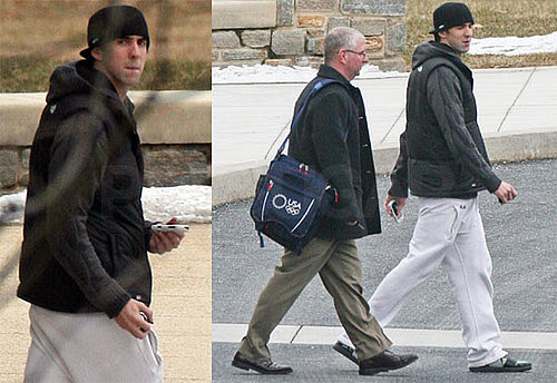 Photos of Michael Phelps Heading to the Pool at Loyola College