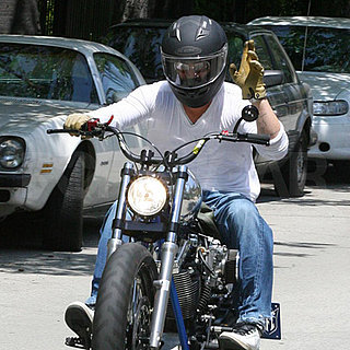 Brad Pitt on His Motorcycle