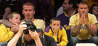 Photos of David Beckham and Romeo Beckham at the Lakers Game 5/20/2008