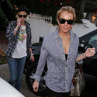 Lindsay Lohan and Samantha Ronson Leaving Taverna Tony's
