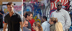 Josh Duhamel and Shaquille O'Neal on When In Rome Set