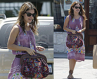 Photos of Rachel Bilson in Gladiator Sandals and a Purple Dress in LA