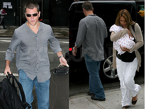 Photos of Matt Damon and Luciana Barroso Leaving Miami