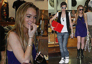 Photos of Lindsay Lohan and Samantha Ronson Shopping at American Rag and Leaving For BlackBerry Party at Il Cielo