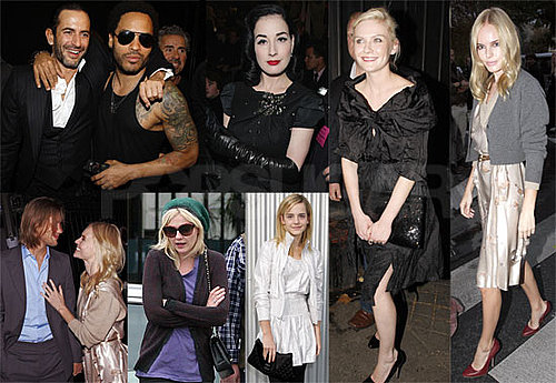 Photos of Kirsten Dunst, Kate Bosworth, Lenny Kravitz, Dita von Teese, Emma Watson at Paris Fashion Week
