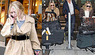 Photos of Mary-Kate and Ashley Olsen at Bon Marche Rive Gauche in Paris and at Heathrow Airport in London