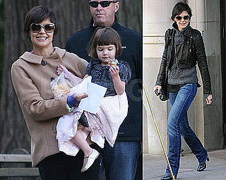 Photos of Katie Holmes Wearing a Leather Jacket in NYC