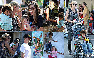 Photos of Heidi Klum, Leni Klum, Henry Samuel, Johan Samuel, Milla Jovovich, Ever Anderson at the Calabasas Pumpkin Festival