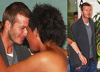 Photos of David Beckham Arriving at the Auckland International Airport in New Zealand