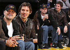 Photos of Leonardo DiCaprio and Lukas Haas at the Lakers Game