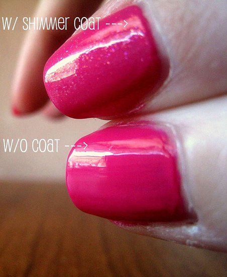 Before and after shimmer coat.