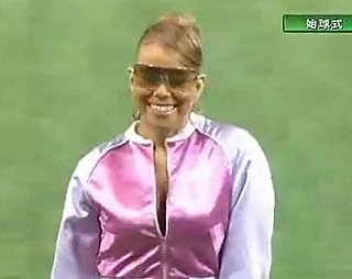 Mariah Carey Throws the First Pitch