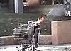 Torso-less Robot Legs Push A Shopping Cart Down the Street