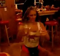 Hooters Girl Serves Beer and Tricks Hooters Girl Serves Beer and Tricks