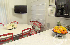 Tori Spelling Mounts Flat Screen TV in Her Dining Room Tori Spelling Mounts Flat Screen TV in Her Dining Room